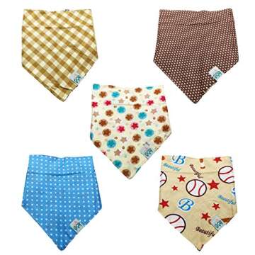 FUNPET 5 Pcs Dog Bandana Triangle Bibs Scarfs Accessories for Pet Cats and Baby Puppies with Buttons