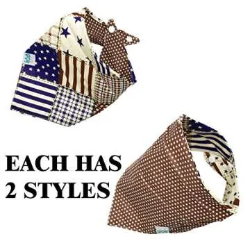 FUNPET 5 Pcs Dog Bandana Triangle Bibs Scarfs Accessories for Pet Cats and Baby Puppies with Buttons