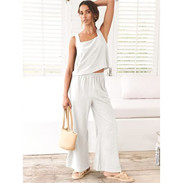 ANRABESS Women's Linen Summer Lounge Set Beach Vacation Outfit