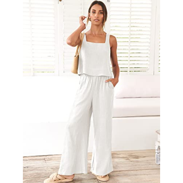 ANRABESS Women's Linen Summer Lounge Set Beach Vacation Outfit