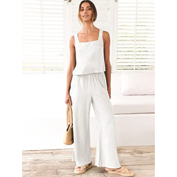 ANRABESS Women's Linen Summer Lounge Set Beach Vacation Outfit