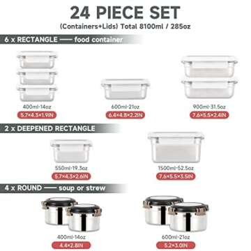 Cykorxicc Stainless Steel Food Storage Containers Set