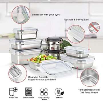 Cykorxicc Stainless Steel Food Storage Containers Set