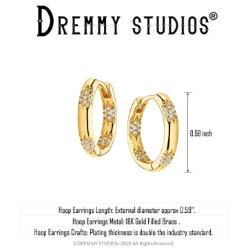 Elegant DREMMY STUDIOS Gold Flower CZ Huggie Hoop Earrings