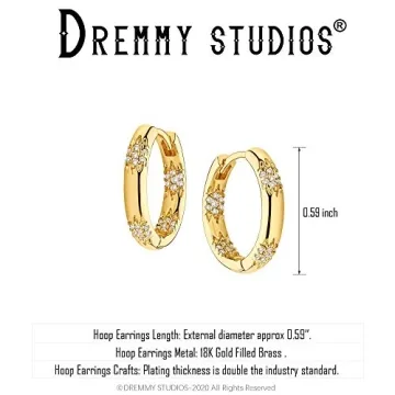 Elegant DREMMY STUDIOS Gold Flower CZ Huggie Hoop Earrings