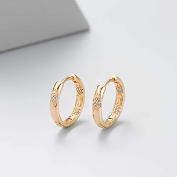 Elegant DREMMY STUDIOS Gold Flower CZ Huggie Hoop Earrings