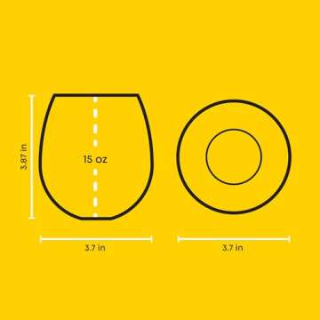 JoyJolt HUE Stemless Wine Glass Set. Large, 15 oz, Stemless, Set of 6. Short Wine Tumblers for White...