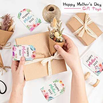100 Pieces Happy Mother's Day Gift Tags Mother's Day Paper Gift Tags Mother's Day Hanging Labels wit...