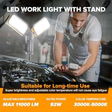 LUTEC 【Upgraded】 6290Max 11000 Lumen 92W Dimmable LED Work Light with Telescoping Tripod, Adjust...