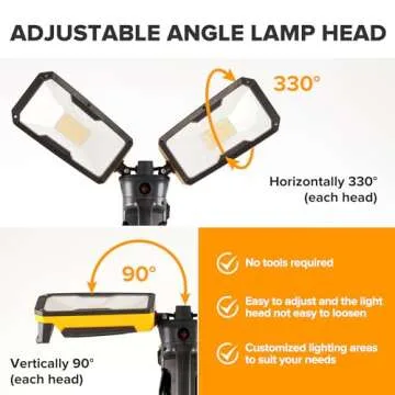 LUTEC 【Upgraded】 6290Max 11000 Lumen 92W Dimmable LED Work Light with Telescoping Tripod, Adjustable Color Temperature Dual-Head Work Light with Stand and 8 Ft 3-Prong Power Cord