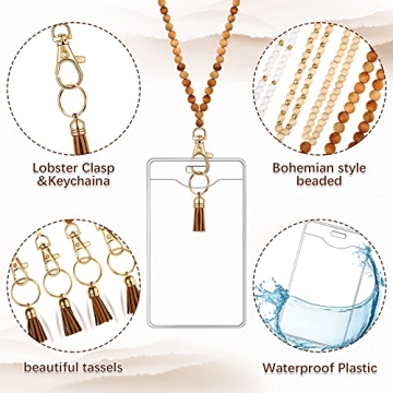 Elegant 12 Piece Bohemian Beaded Lanyard Set with Card Holders