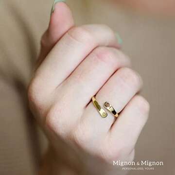 MignonandMignon Personalized Wrap Ring Custom Engraved Double Name or Date Ring for Women or Men, St...