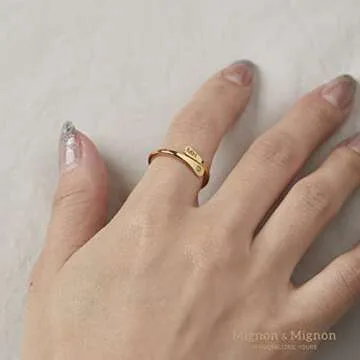 MignonandMignon Personalized Wrap Ring Custom Engraved Double Name or Date Ring for Women or Men, Stackable Pinky Ring, Couples Jewelry, Valentines Day Gift – RWR
