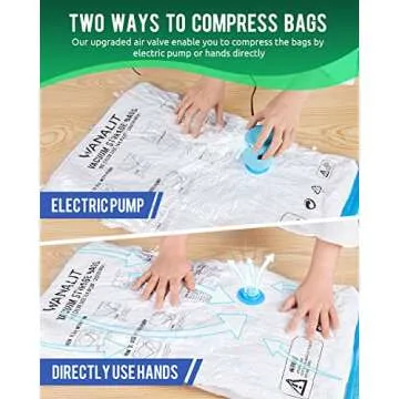 WANALIT Vacuum Storage Bags with Electric Pump, 10 Pack Jumbo Size（40"x28"） Reusable Compression Space Saving Bag for Clothes, Bedding, Mattress, Blankets, Pillows, Comforters, Travel, White