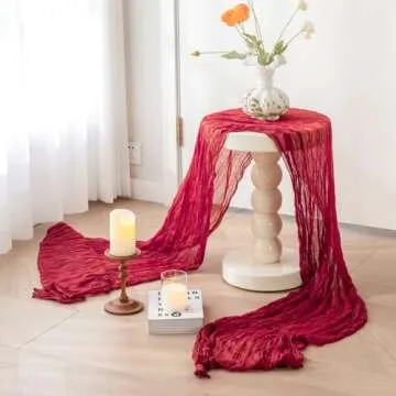 Sioloc Burgundy Cheesecloth Table Runner for Weddings
