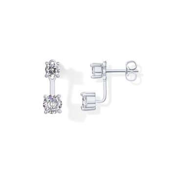 PAVOI Rhodium Plated Sterling Silver Posts Cubic Zirconia Ear Jacket Statement Earrings for Women | ...