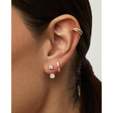 Elegant PAVOI Rhodium Plated CZ Stud Earrings for Women