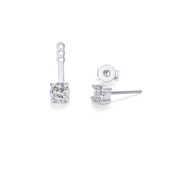 Elegant PAVOI Rhodium Plated CZ Stud Earrings for Women