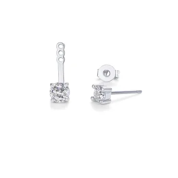 Elegant PAVOI Rhodium Plated CZ Stud Earrings for Women