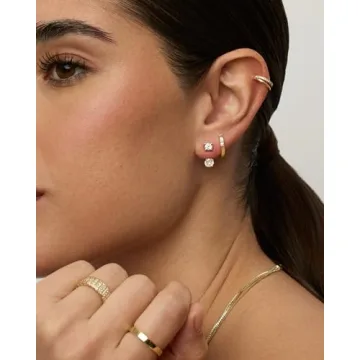 Elegant PAVOI Rhodium Plated CZ Stud Earrings for Women