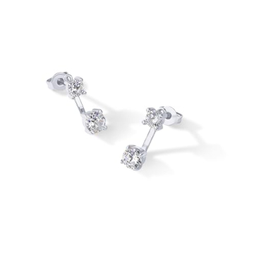 Elegant PAVOI Rhodium Plated CZ Stud Earrings for Women