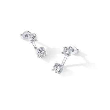Elegant PAVOI Rhodium Plated CZ Stud Earrings for Women