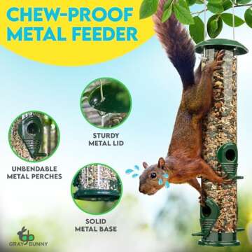 Gray Bunny Metal 4-Port Bird Feeder Easy to Clean and Durable