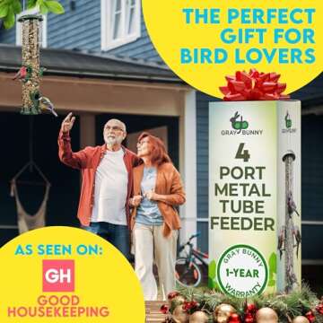 Gray Bunny Metal 4-Port Bird Feeder Easy to Clean and Durable