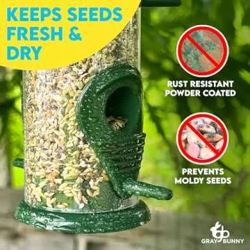 Gray Bunny Metal 4-Port Bird Feeder Easy to Clean and Durable