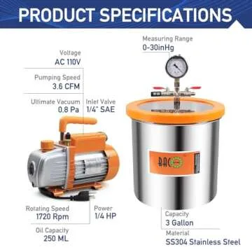 BACOENG 3 Gallon Vacuum Chamber Kit with Pump