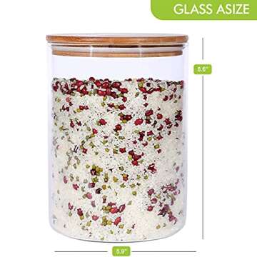 copdrel Large Glass Food Storage Container, 108 OZ (3200ml) Glass Food Canister with Airtight Bamboo Lids for Your Pantry, Cereal Dispenser Jars for Spaghetti Pasta, Powder, Tea, Coffee