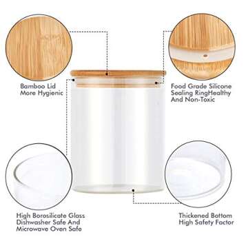 copdrel Large Glass Food Storage Container, 108 OZ (3200ml) Glass Food Canister with Airtight Bamboo Lids for Your Pantry, Cereal Dispenser Jars for Spaghetti Pasta, Powder, Tea, Coffee