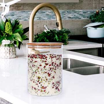 copdrel Large Glass Food Storage Container, 108 OZ (3200ml) Glass Food Canister with Airtight Bamboo Lids for Your Pantry, Cereal Dispenser Jars for Spaghetti Pasta, Powder, Tea, Coffee