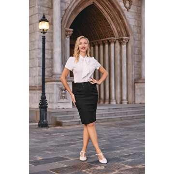Belle Poque Slim Fit Business Pencil Skirt Wear to Work Skirts Black, Small KK271-1