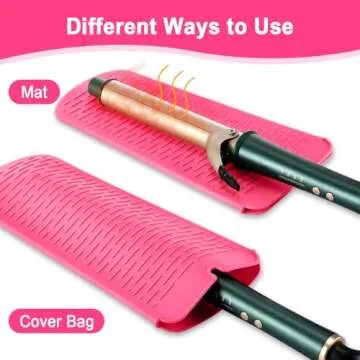 Shappy 2 Pieces Flat Iron Travel Case Heat Resistant Curling Iron Holder Cover Travel Sleeve Neoprene Straightener Holder and Silicone Hot Tools Flat Bag(Solid Style)
