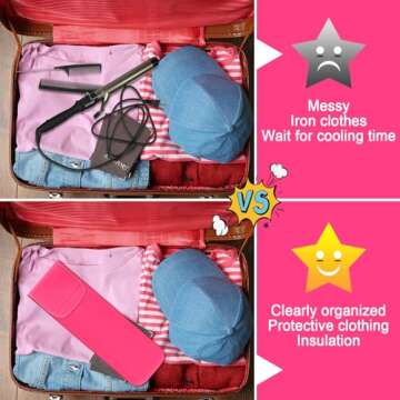 Shappy 2 Pieces Flat Iron Travel Case Heat Resistant Curling Iron Holder Cover Travel Sleeve Neoprene Straightener Holder and Silicone Hot Tools Flat Bag(Solid Style)