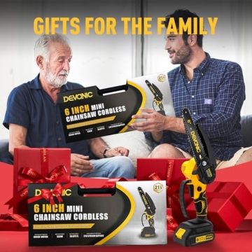 EVONIC Mini Chainsaw,6-Inch Electric Chainsaw Cordless,Portable Handeld Chain Saw with Safety Lock and Overload Protection,for Tree Trimming, Wood Cutting, Gardening(1 battery)