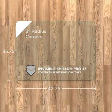 Vitrazza Glass Office Chair Mat – 36” x 48” Desk Mat with Clear Safety Glass/Creates Smooth, E...