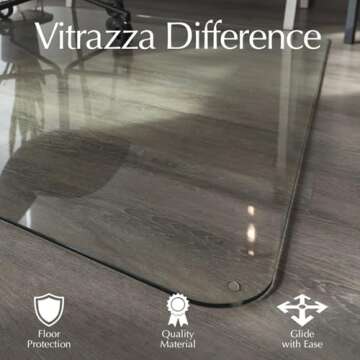 Vitrazza Glass Office Chair Mat – 36” x 48” Desk Mat with Clear Safety Glass/Creates Smooth, Easy Glide/Protects Against Carpet Imprints/Perfect for Home and Office Spaces (Chiaro Standard Clear)