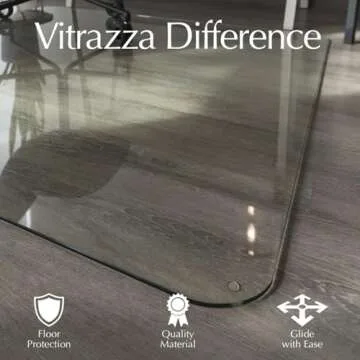 Vitrazza Glass Office Chair Mat – 36” x 48” Desk Mat with Clear Safety Glass/Creates Smooth, Easy Glide/Protects Against Carpet Imprints/Perfect for Home and Office Spaces (Chiaro Standard Clear)