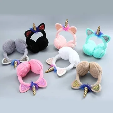 ZTL Unicorn Earmuffs Soft Plush Winter Ear Warmers