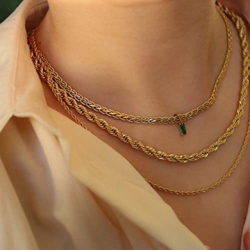 GOGOEY Vintage Gold Choker Necklace with Emerald Gemstone