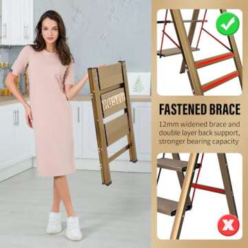 DOFIMATE 3 Step Ladder,Step Ladder 3 Step Folding,3 Step Ladder Folding Step Stools with Wide Anti-S...