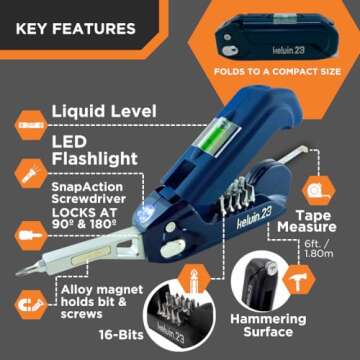 Kelvin Tools Kelvin 23 Urban Multi Tool Screwdriver Set - The Ultimate 23-in-1 Tool with 16-Bit Set,...