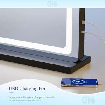 Gvnkvn Makeup Vanity Mirror with Lights 32" x 24" Large LED Makeup Mirror, Light up Mirror with 10X ...