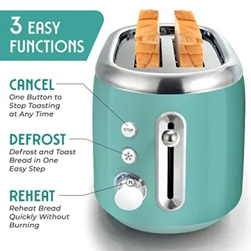 Mueller Retro Toaster with 7 Browning Levels - Turquoise