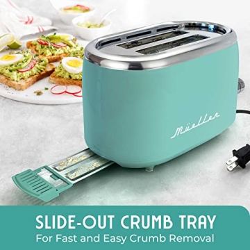Mueller Retro Toaster with 7 Browning Levels - Turquoise