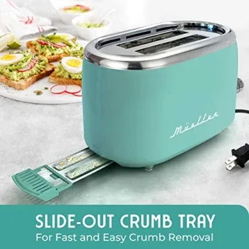Mueller Retro Toaster with 7 Browning Levels - Turquoise