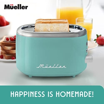 Mueller Retro Toaster with 7 Browning Levels - Turquoise