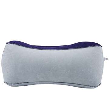 Inflatable Foot Rest Pillow, Soft Inflatable Flocking Travel Pillow for Foot Rest, Comfortable Relax Leg Cushion with Air Pump for Travel, Flights, Cars, Trains, Office(Gray & Blue)